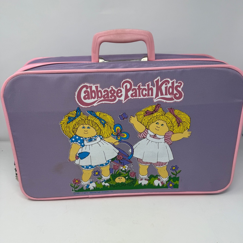 Vintage 1983 Cabbage Patch Kids‎ Purple Pink Travel Luggage Carry On Suitcase